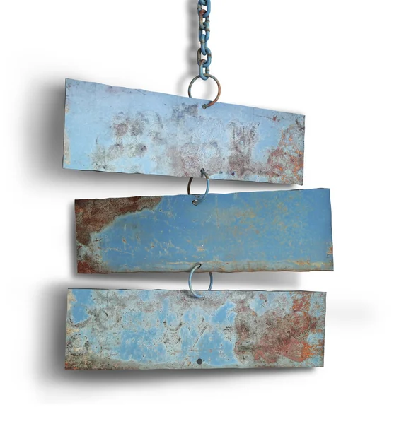 Tree iron plate hang on chains. — Stock Photo, Image