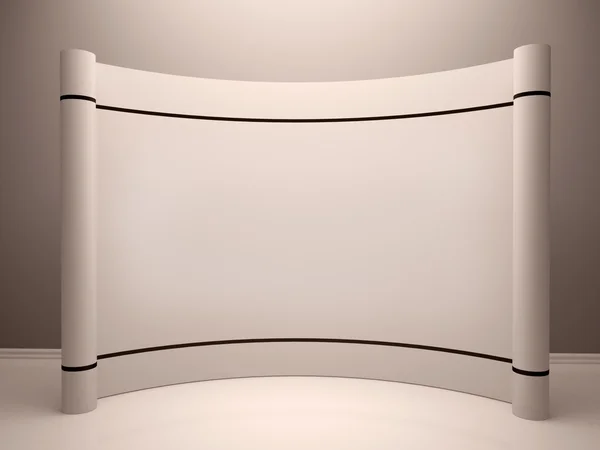 Stand espositivo bianco vuoto in camera — Foto Stock