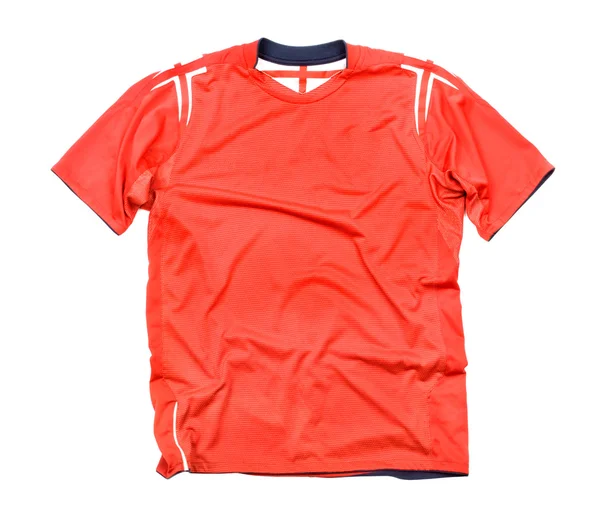 Camisa de esportes vermelho em um fundo branco — Fotografia de Stock