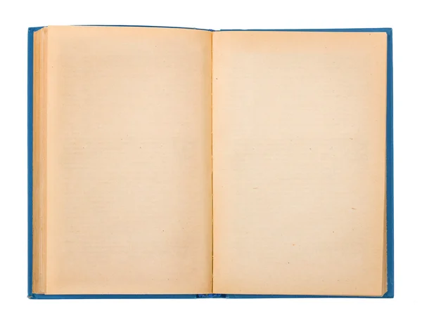 Vintage open boek met een blauw omslag op een witte achtergrond — Stockfoto