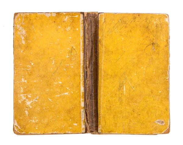 Vintage grungy gele boekomslag geïsoleerd op witte achtergrond — Stockfoto