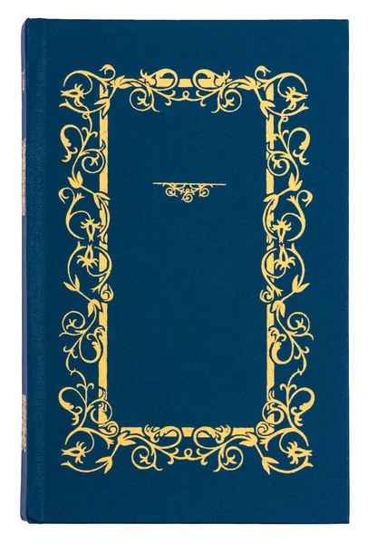 Azul com padrão de ouro capa do livro vintage isolado no bac branco — Fotografia de Stock