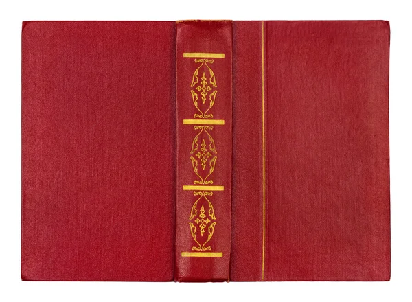 Livre rouge vintage avec motif or isolé sur fond blanc — Photo