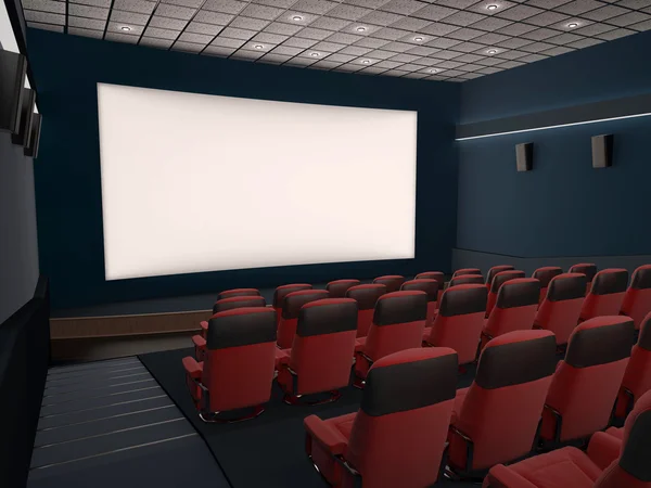 Пустой кинотеатр с красными сиденьями — стоковое фото