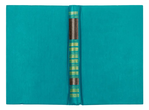Altes ledergrünes Buch mit Goldschmuck isoliert auf weißem Rücken — Stockfoto