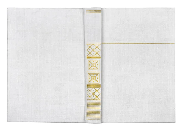 老式纺织白色封面书与黄金饰品 — 图库照片