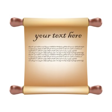 Old vintage scroll isolated on white clipart
