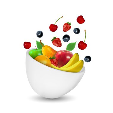 Sağlıklı Meyve kâsesi. diyet kavramı. vektör çizim.