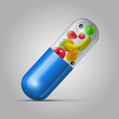 farklı meyve kapsül - sağlıklı beslenme kavramı