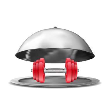 Vektör gümüş cloche çubuk beyaz arka plan üzerinde açılan