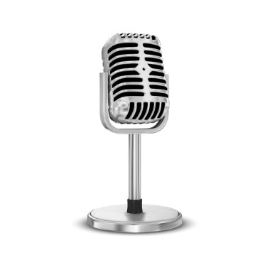 Beyaz arka plan üzerinde izole vektör mikrofon