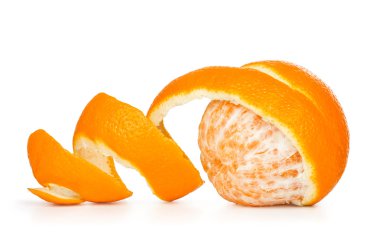 orange peeled skin on a white background clipart