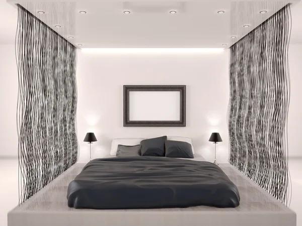3D иллюстрация спальни в современном стиле — стоковое фото