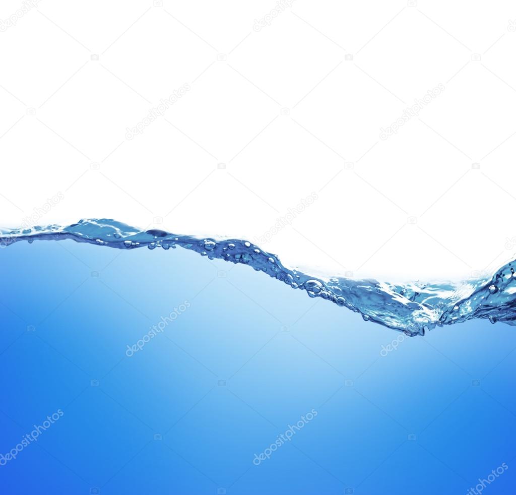 Water and air bubbles over white background