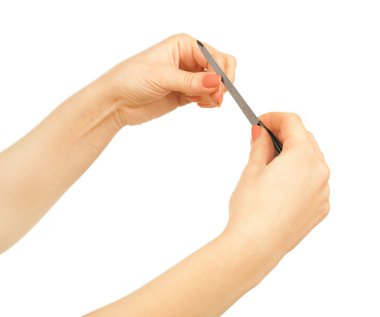 Eller tırnak üzerinde beyaz izole dosya ile