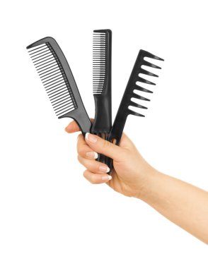 Tarak onun elinde beyaz izole