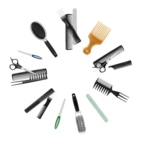 Une collection d'outils pour coiffeur professionnel et maquillage un — Photo