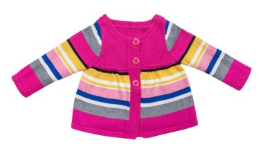 Beyaz arka plan üzerinde izole çizgili şık bebek süveteri