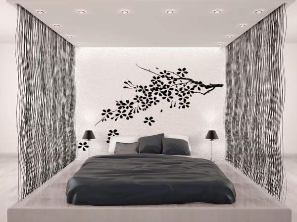 モダンなスタイルで寝室の 3 d イラストレーション — ストック写真