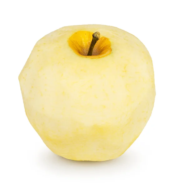 Очищенное яблоко на белом фоне — стоковое фото