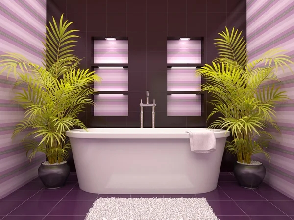 3d illustration of interior bathroom with niches in the wall — Stock Photo, Image