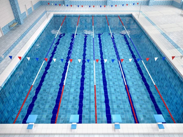 3d illustration of interior of public swimming pool — Stock Photo, Image