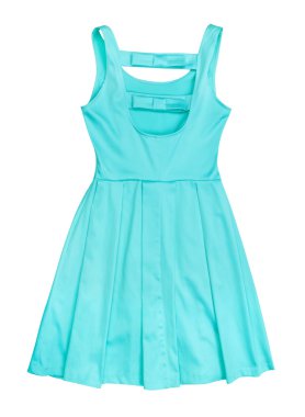 izole üzerinde beyaz arka plan deniz-yeşil saten elbise