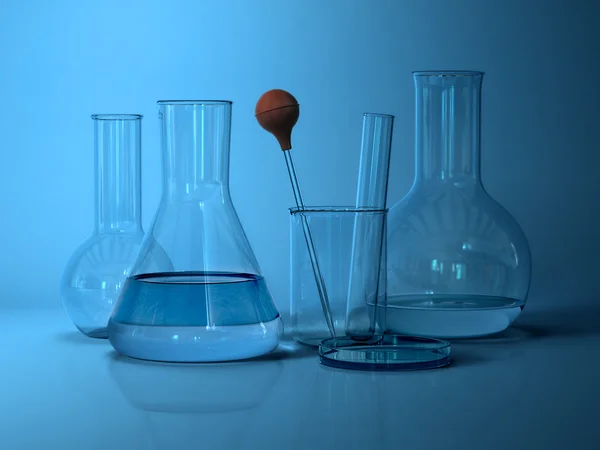 Laboratorieartiklar av glas. — Stockfoto