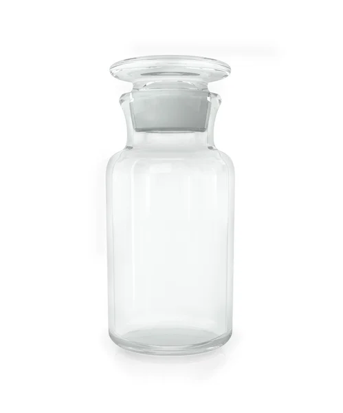 Chemical bottle with transparent glass on a white background — Stock Photo, Image