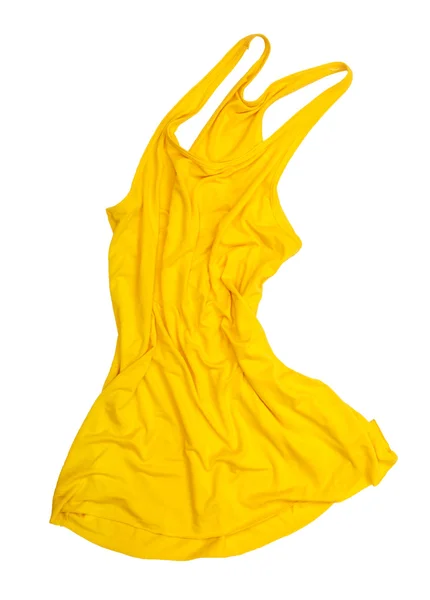 Jasny żółty podkoszulek w powietrzu na białym tle — Zdjęcie stockowe