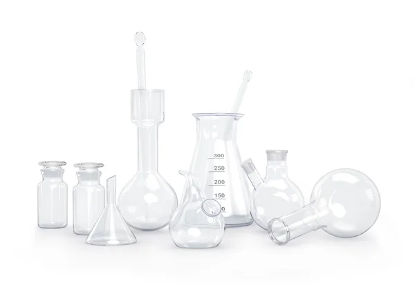 白色で分離された試験管。研究室用ガラス製品. — ストック写真