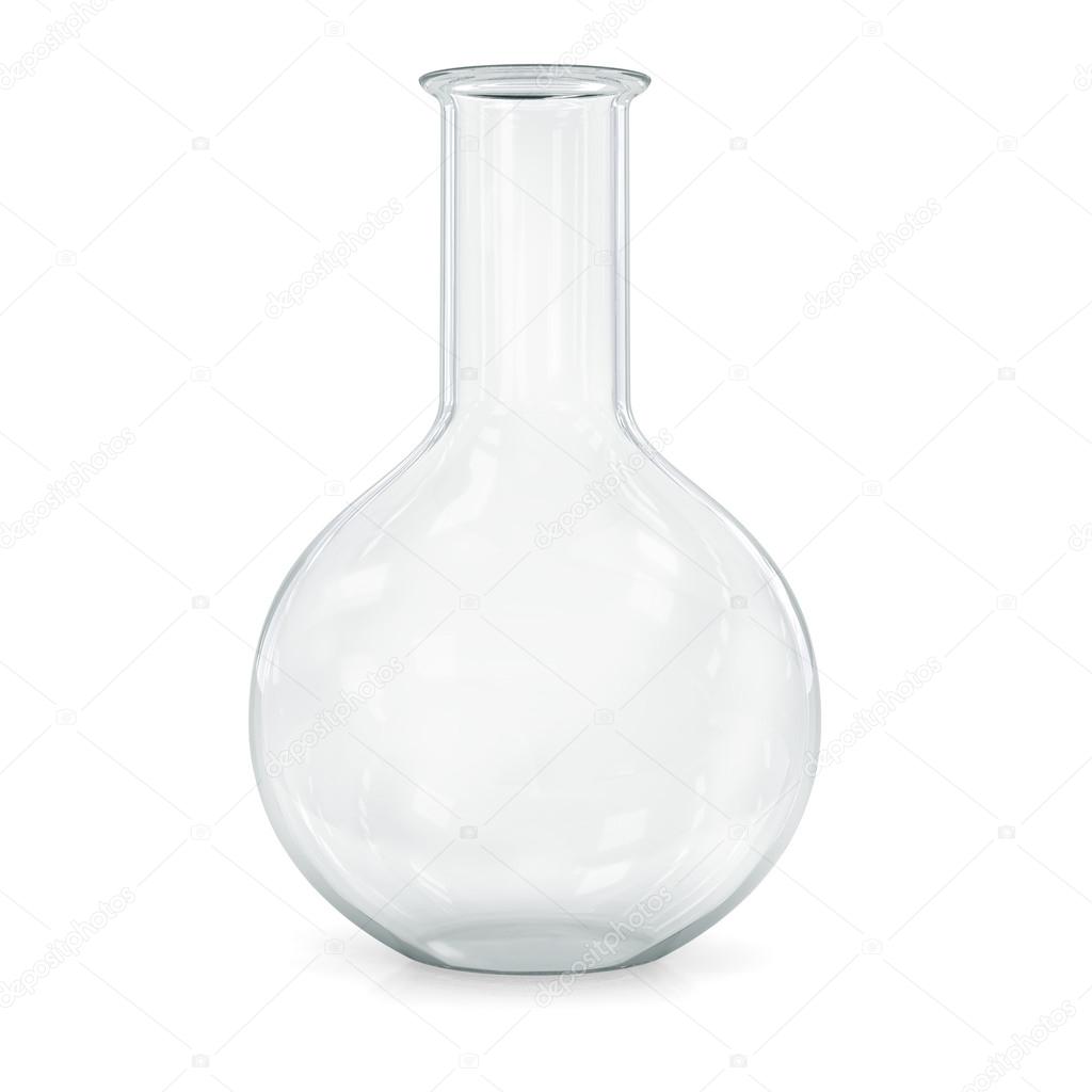 Laboratory glassware for liquids on white background.