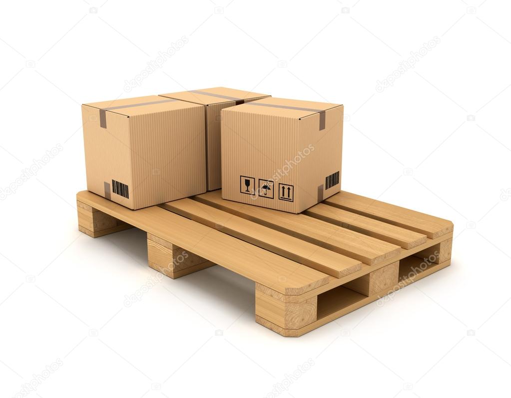 Cardboard boxes on wooden palette