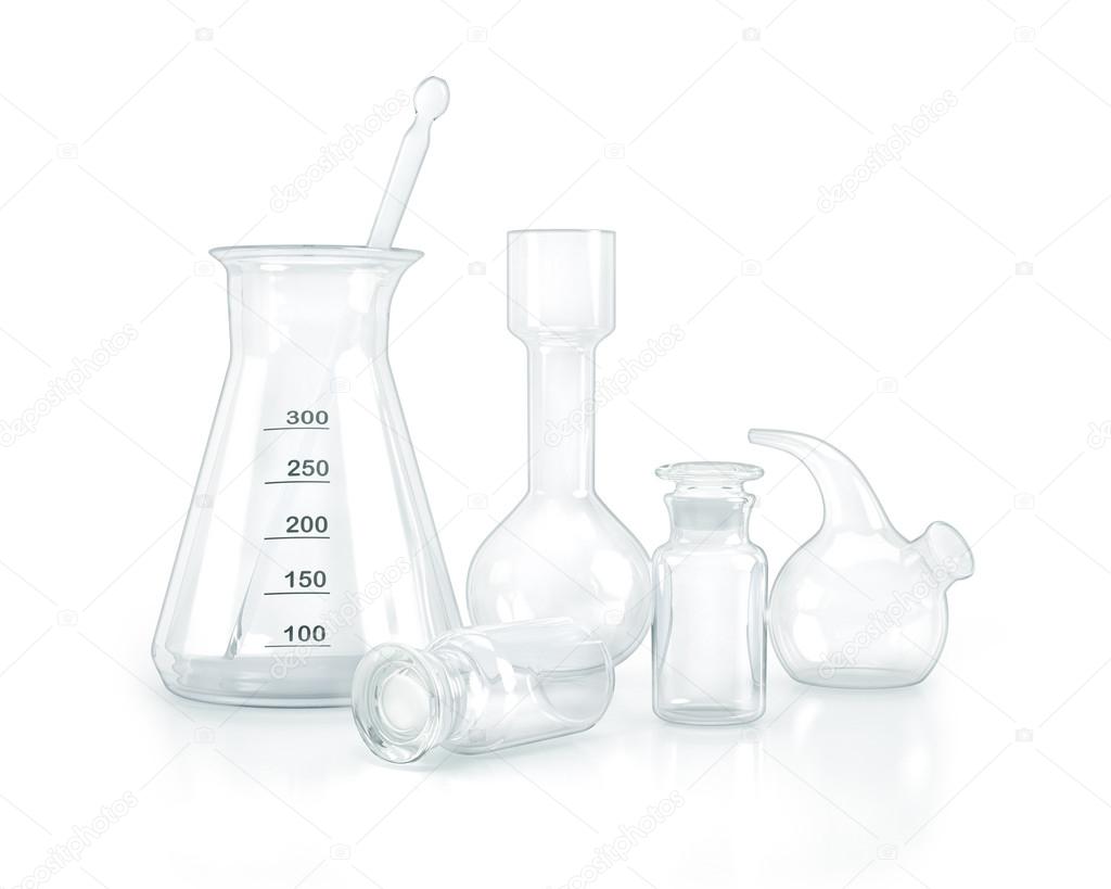 Test-tubes isolated on white. Laboratory glassware.