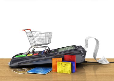 Ödeme kredi kartı ile alışveriş sepeti ve ba alışveriş, terminal