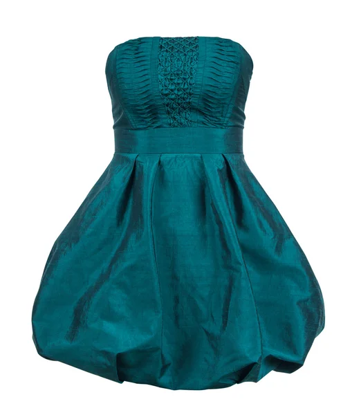 Suknia wieczorowa z zielonego jedwabiu tafty bez ramiączek — Zdjęcie stockowe
