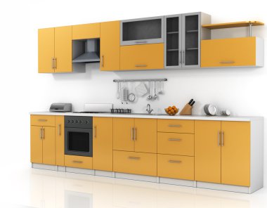 Thite arka plan üzerinde modern mutfak.