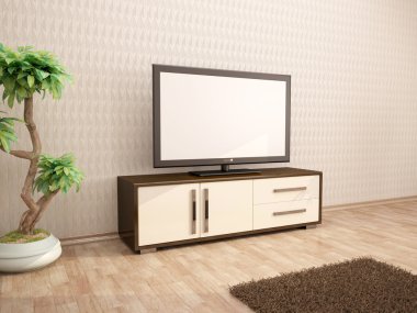 3D Tv minimalist iç gösterimi
