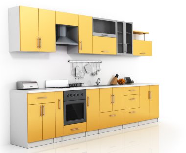 Thite arka plan üzerinde modern mutfak.