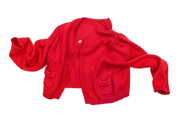 Veste bébé rouge en mouvement sur fond blanc isolé — Photo