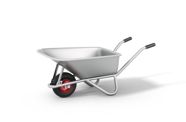 beyaz zemin üzerine el arabası.