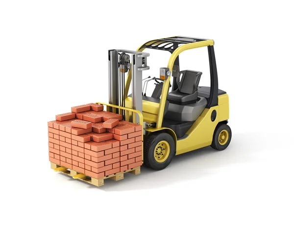 Forklift truck with bricks. — Stock Photo, Image