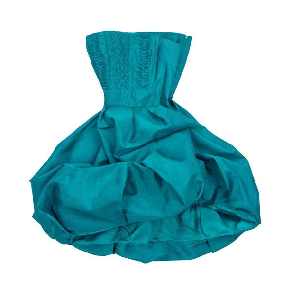 Зеленый платье без бретелек в движении на изолированной белой backgroun — стоковое фото