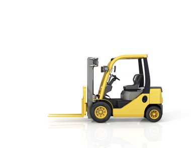 beyaz izole arka planda forklifti.