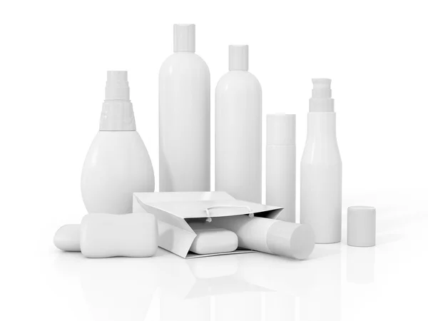 Bílá kosmetická kontejnery izolovaných na bílém — Stock fotografie