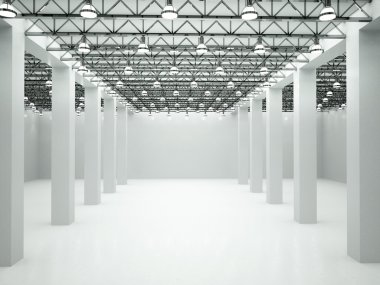 boş yanan Oda 3D çizimi