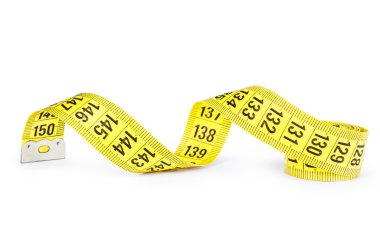 Sarı mezura beyaz arkaplanda izole edildi