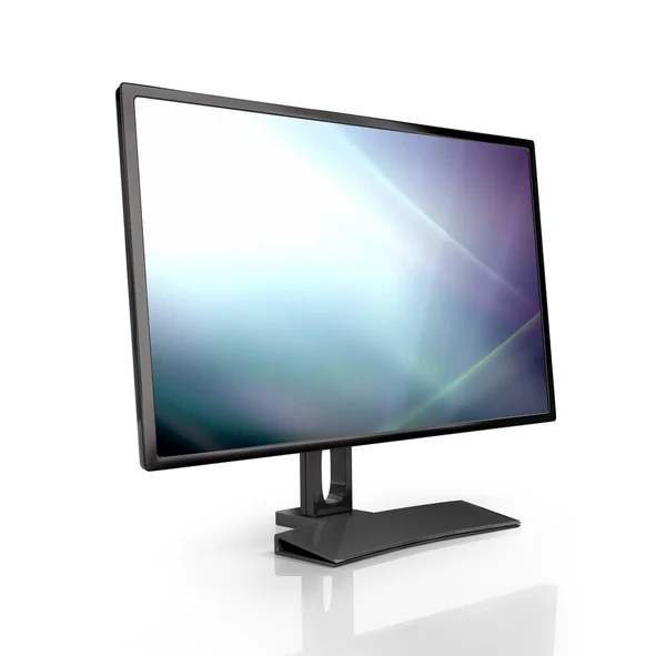 स्क्रीन पर एक तस्वीर के साथ कंप्यूटर स्क्रीन, एक सफेद पर अलग — स्टॉक फ़ोटो, इमेज