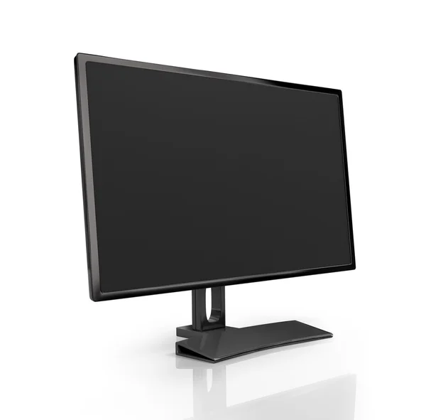 Wyświetlacz komputera z czarnym ekranem, na białym tle na biały deseń — Zdjęcie stockowe