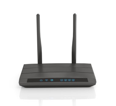 Black network router isolated on white background. clipart